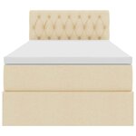 vidaXL Lit avec rangement et LED avec matelas Crème 100 x 200 cm tissu