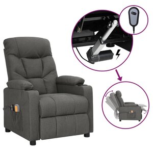 vidaXL Fauteuil électrique de massage Gris foncé Tissu