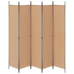 vidaXL Paravent 5 panneaux Beige 250 x 220 cm Tissu