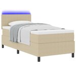 vidaXL Lit à Ressorts avec Matelas & Lumière LED Vert Gris 90x200 cm Tissu en Velours Côtelé