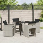 vidaXL Set de salon de jardin 5 pièces avec coussins gris clair en poly rattan