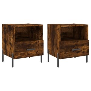 vidaXL Tables de chevet 2Pièces chêne fumé 40x35x47 5cm bois d’ingénierie