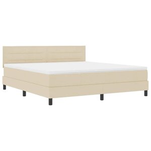 vidaXL Lit à ressorts avec matelas avec LED Crème 180 x 200 cm tissu