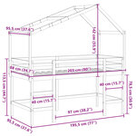 vidaXL Lit superposé et échelle et toit 90x190 cm bois de pin massif