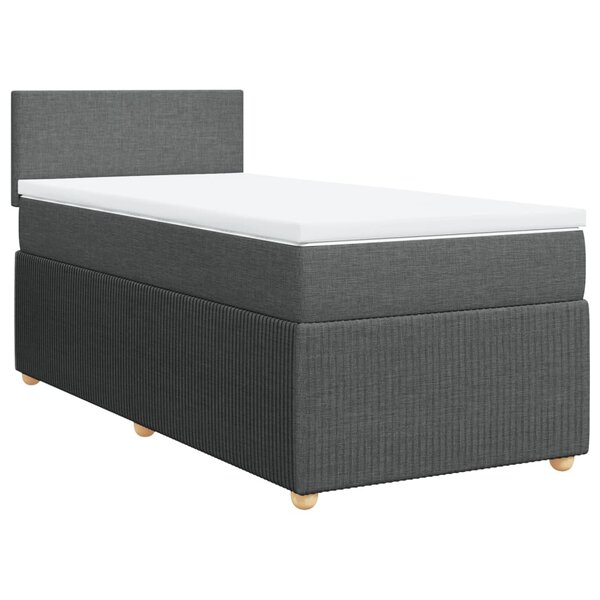 vidaXL Sommier à lattes de lit et matelas Gris foncé 90x190 cm Tissu