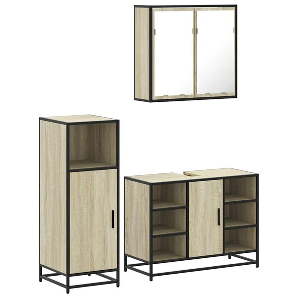 vidaXL Ensemble de meubles de salle de bain 3 Pièces chêne sonoma