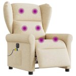 vidaXL Fauteuil inclinable de massage électrique crème tissu