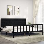 vidaXL Cadre de lit sans matelas noir 200x200 cm bois massif de pin