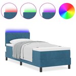vidaXL Lit à ressort avec matelas et LED Bleu Foncé 80x200 cm Velours