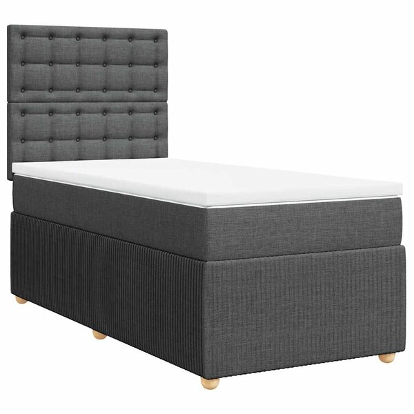 vidaXL Sommier à lattes de lit avec matelas Gris foncé 80x200 cm Tissu