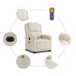 vidaXL Fauteuil inclinable de massage électrique crème similicuir