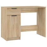 Bureau table poste de travail meuble d'ordinateur informatique étude chêne sonoma 100 x 50 x 75 cm bois d'ingénierie brun 02_0023631