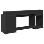 Bureau table poste de travail meuble d'ordinateur informatique étude avec lumières LED 200 x 55 x 91 cm bois d'ingénierie noir 02_0023433