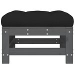 vidaXL Repose-pieds de jardin coussins lot de 2 gris bois pin massif