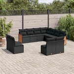 vidaXL Salon de jardin 11 Pièces avec coussins noir résine tressée