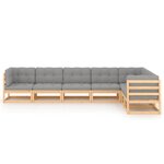 vidaXL Salon de jardin 7 Pièces avec coussins Bois de pin massif