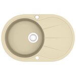 vidaXL Évier de cuisine Granit Seul lavabo Ovale Beige