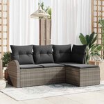 vidaXL Ensemble de canapé de jardin avec coussin 4 Pièces Gris Poly rotin