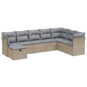 vidaXL Salon de jardin avec coussins 8Pièces mélange beige résine tressée