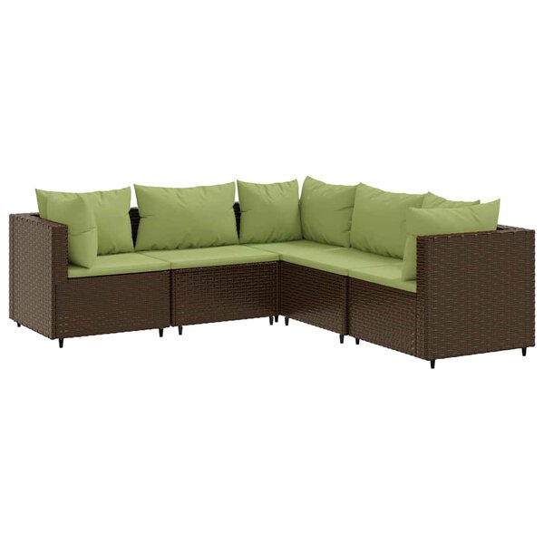 vidaXL Salon de jardin 5 Pièces avec coussins Marron Résine tressée