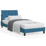 vidaXL Cadre de lit avec lumières LED bleu 90x190 cm velours