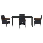 vidaXL Ensemble de Jardin 5 Pièces Noir Poly Rattan