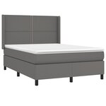 vidaXL Sommier à lattes de lit avec matelas Gris 140x200 cm Similicuir