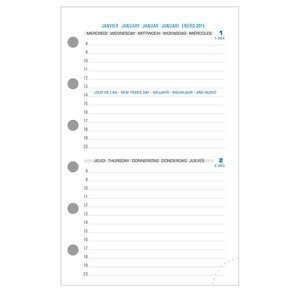 Recharge Exatime 14 journalier millésimé 2 jours à la page 126x81 mm EXACOMPTA