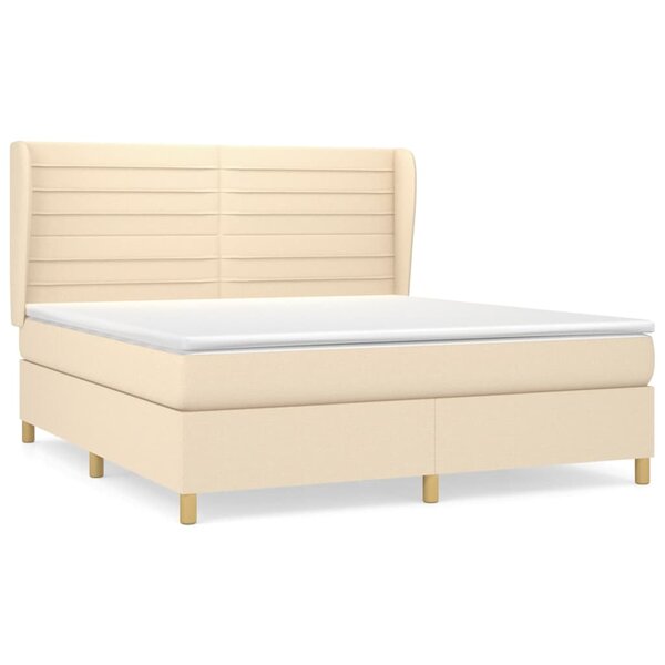 vidaXL Sommier à lattes de lit avec matelas Crème 180x200 cm Tissu