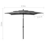 vidaXL Parasol de jardin à 3 niveaux avec mât en aluminium anthracite