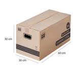 Pack and Move - Lot 50 cartons déménagement stockage standard - 60 x 30 x 30 cm - Poignées renforcées - 1 adhésif offert