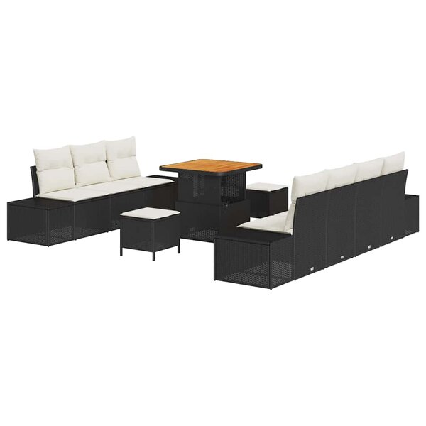 vidaXL Ensemble de canapé de jardin 10 Pièces Noir  Crème 80 x 80 x 71 cm