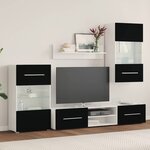 vidaXL Meuble TV mural 5 pièces avec éclairage LED Noir