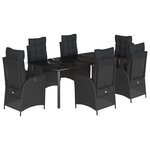 vidaXL Ensemble à manger de jardin coussins 7Pièces Noir Résine tressée