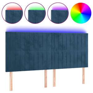 vidaXL Tête de lit à LED Bleu foncé 180x5x118/128 cm Velours