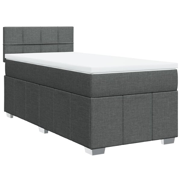 vidaXL Sommier à lattes de lit avec matelas Gris foncé 90x200 cm Tissu
