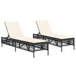 vidaXL Chaises longues avec coussins lot de 2 noir résine tressée