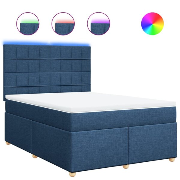 vidaXL Sommier à lattes de lit avec matelas Bleu 140x190 cm Tissu