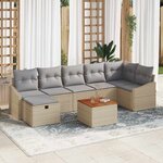 vidaXL Ensemble de canapé de jardin 8 Pièces Beige Poly rotin