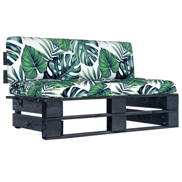 vidaXL Canapé central palette de jardin noir bois de pin imprégné