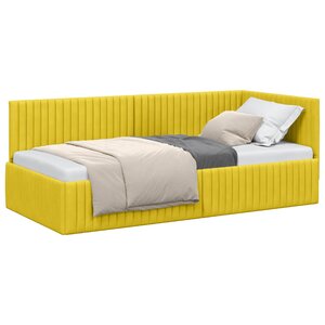 vidaXL Cadre de lit d'angle Jaune 90 x 190 cm Velours