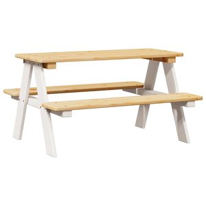 vidaXL Table et bancs pour enfants IRUN blanc 90x79 5x50cm bois massif