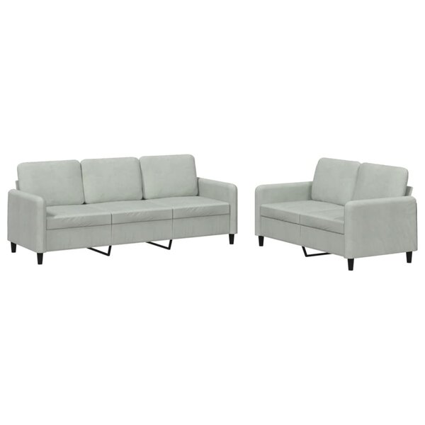 vidaXL Ensemble de canapés 2 Pièces gris clair velours