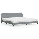 vidaXL Lit avec matelas Dover gris clair 200x200 cm tissu