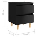 vidaXL Table de chevet avec pieds en pin Noir brillant 40x35x50 cm