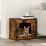 vidaXL Maison pour chat Chêne fumé 51 x 30 x 42 cm Bois d'ingénierie