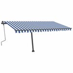 vidaXL Auvent manuel rétractable avec LED 400x300 cm Bleu et blanc