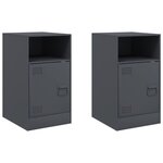 vidaXL Tables de chevet 2 Pièces anthracite 34 5x39x62 cm acier