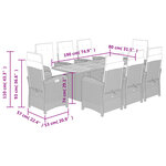 vidaXL Ensemble à manger de jardin et coussins 9 Pièces mélange beige