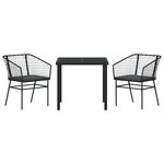 vidaXL Ensemble de salle à manger pour jardin 3 Pièces Noir polyrotin